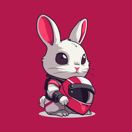 rabbit racer cute cartoon illustrationsのイラスト素材