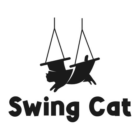 Swing Cat Flat Minimalist Logo Designのイラスト素材