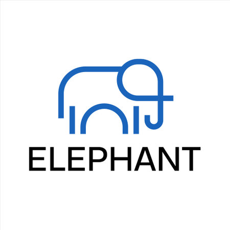 elephant line art minimalist logo designのイラスト素材