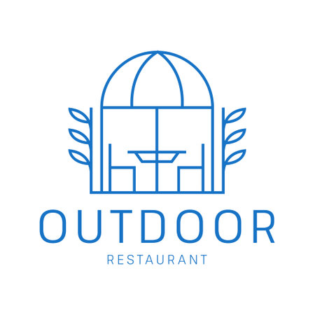 outdoor restaurant minimalist logo designのイラスト素材