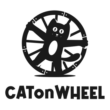 cat on wheel logo design minimalistのイラスト素材