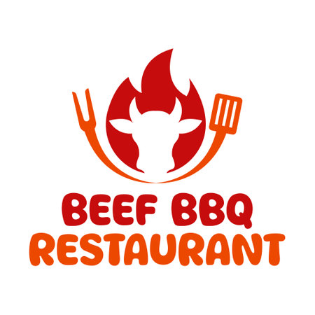 beef bbq restaurant minimalist logo designのイラスト素材