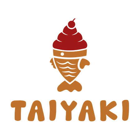 taiyaki japanese snack minimalist logo designのイラスト素材
