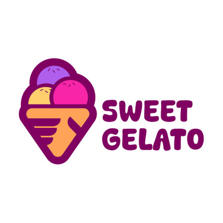 sweet gelato dessert bar minimalist logo designのイラスト素材