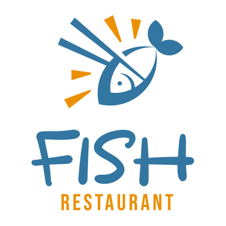 fish restaurant minimalist logo designのイラスト素材