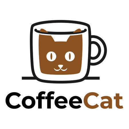 coffee cat minimalist logo designのイラスト素材