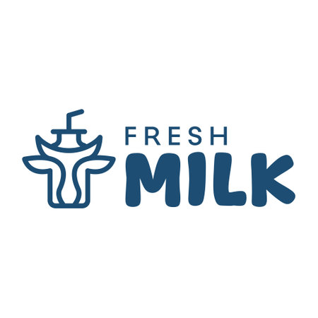 fresh milk flat minimalist design logoのイラスト素材