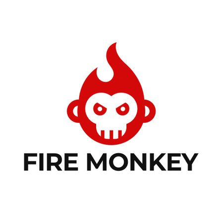 fire monkey flat minimalist logo designのイラスト素材