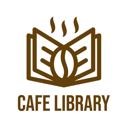 cafe library flat minimalist logo designのイラスト素材