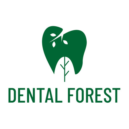 dental forest flat minimalist logo designのイラスト素材
