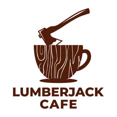lumberjack cafe flat minimalist logo designのイラスト素材