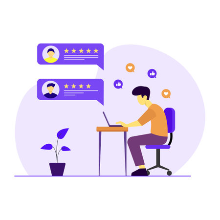 Illustration Concept Customer Review Good use for business, landing page and web designのイラスト素材