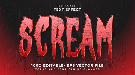 Modern 3d Word Scream Editable Text Effect Design Template, Effect Saved In Graphic Styleのイラスト素材