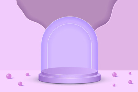 3d background products display podium scene with geometric platform stand to show cosmetic products. Stage showcase on pedestal display studioのイラスト素材