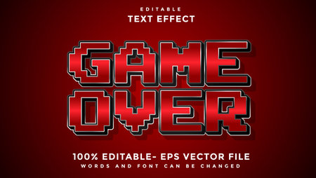 Modern Word Game Over Editable Text Effect Design Template, Effect Saved In Graphic Styleのイラスト素材