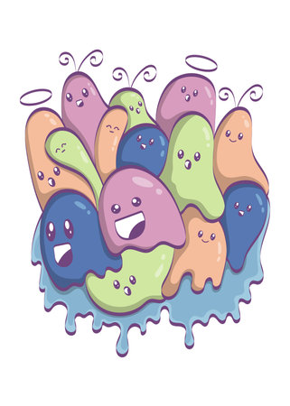 Illustration Of Funny Doodle Monsters for printed, designs and coloring booksのイラスト素材