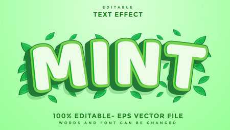 Minimal 3d Word Mint Editable Text Effect Design, Effect Saved In Graphic Styleのイラスト素材