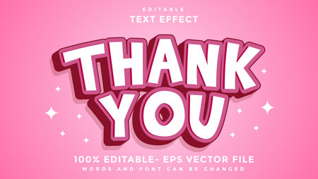 Minimal 3d Word Thank You Editable Text Effect Design, Effect Saved In Graphic Styleのイラスト素材