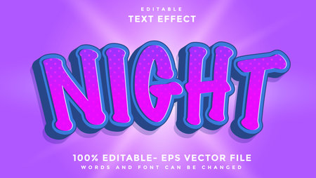 3d Gradient Word Night Editable Text Effect Design, Effect Saved In Graphic Styleのイラスト素材