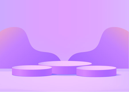 3d background products display podium scene with geometric platform stand to show cosmetic products. Stage showcase on pedestal display studioのイラスト素材