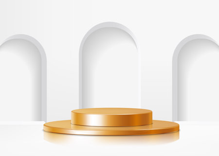3d background products display podium scene with geometric platform stand to show cosmetic products. Stage showcase on pedestal display studioのイラスト素材