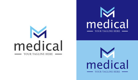 Modern Healthcare Medical Logo. Flat Vector Blue Medical Logo Design Template Elementのイラスト素材