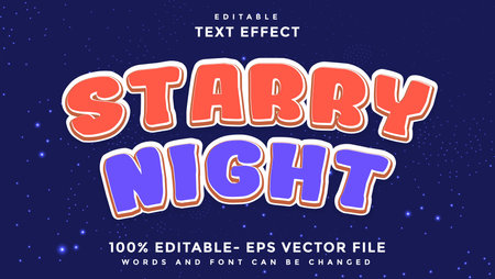 Minimal Word Starry Night Editable Text Effect Design, Effect Saved In Graphic Styleのイラスト素材