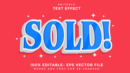 3d Minimal Word Sold Editable Text Effect Design, Effect Saved In Graphic Styleのイラスト素材