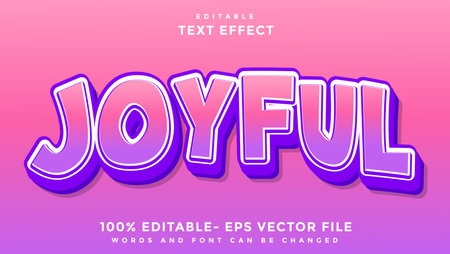 3d Minimal Word Joyful Editable Text Effect Design Template, Effect Saved In Graphic Styleのイラスト素材