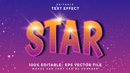 3d Minimal Word Star Editable Text Effect Design Template, Effect Saved In Graphic Styleのイラスト素材