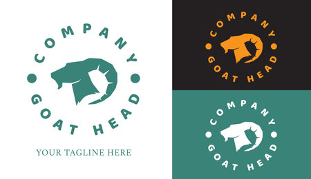Goat Head Simple Logo Template Design, Suitable For Brand Or Company Logoのイラスト素材