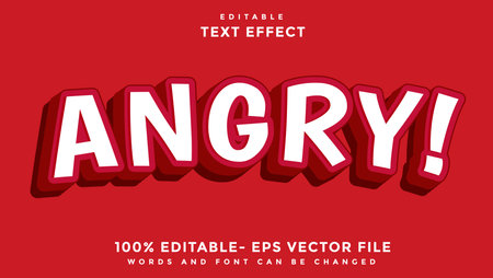 3d Minimal Word Angry Editable Text Effect Design Template, Effect Saved In Graphic Styleのイラスト素材