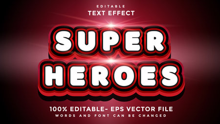 3d Minimal Word Super Heroes Editable Text Effect Design Template, Effect Saved In Graphic Styleのイラスト素材