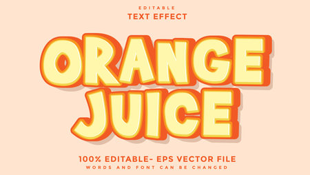 3d Minimal Word Orange Juice Editable Text Effect Design Template, Effect Saved In Graphic Styleのイラスト素材