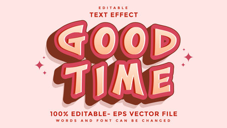 3d Minimal Word Good Time Editable Text Effect Design Template, Effect Saved In Graphic Styleのイラスト素材