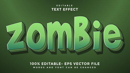 3d Minimal Word Zombie Editable Text Effect Design Template, Effect Saved In Graphic Styleのイラスト素材