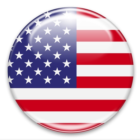 american flag button isoalted on whiteの写真素材