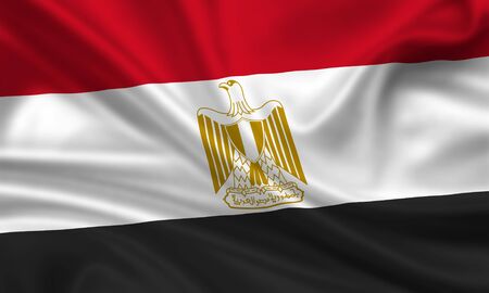 waving flag of egyptの写真素材