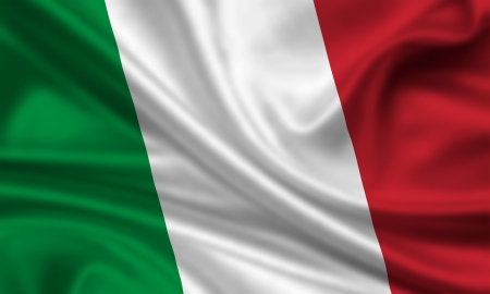 waving flag of italyの写真素材