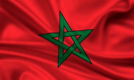 waving flag of moroccoの写真素材