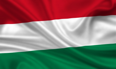 waving flag of hungaryの写真素材