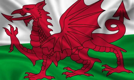 waving flag of walesの写真素材