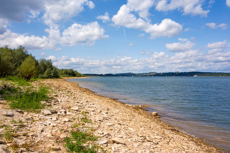 Stone beach at Brombachsee, Germany, Bayernの写真素材