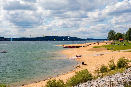 Kite surfer at the Brombachsee, Bavaria, Germanyのeditorial素材