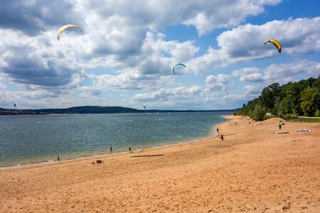 Kite surfer at the Brombachsee, Bavaria, Germanyのeditorial素材