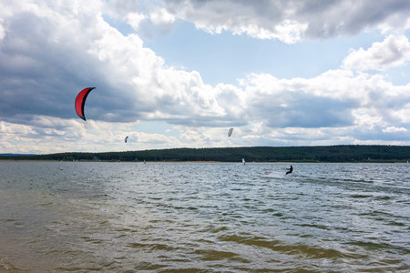 Kite surfer at the Brombachsee, Bavaria, Germanyのeditorial素材