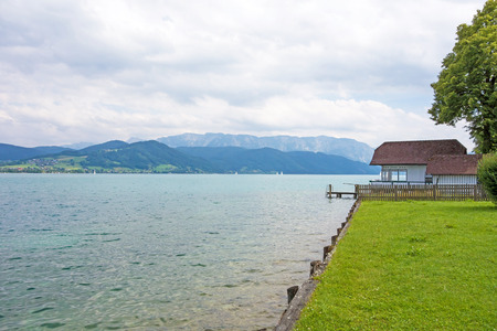 at the riverside of the Attersee in Austria, Europeの写真素材