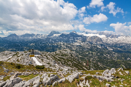 Obertraun, Austria - June 27, 2014: On top of Dachstein mountains, a famous tourist destination of Salzburger Land for hikers.のeditorial素材
