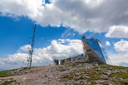 Obertraun, Austria - June 27, 2014: View of the World Heritage Spiral ("Welterbespirale") at Dachstein-Krippensteinのeditorial素材