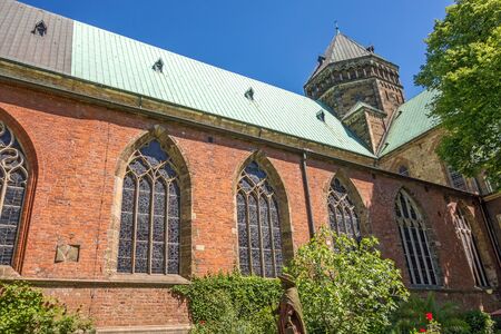 Bremen, Germany - June 7, 2014: View of the patio with garden of Sankt Petri Cathedralのeditorial素材